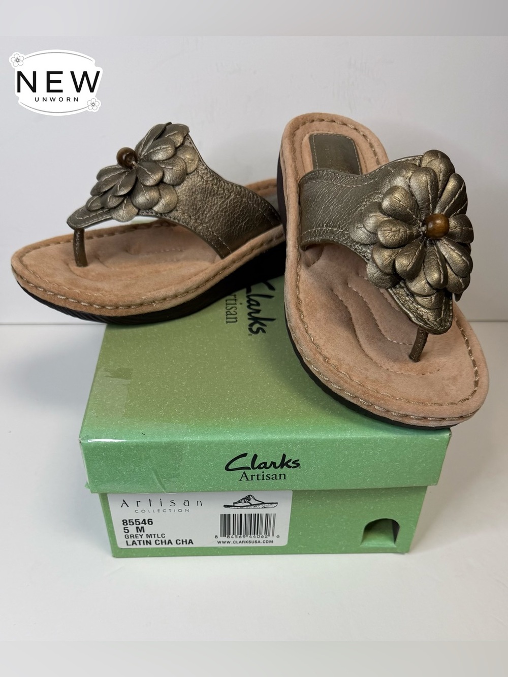 NEW Clarks Latin Cha Cha GREY MTLC Size 5M in Original Box